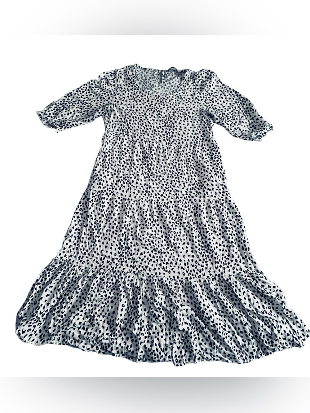 Women’s Black and White Animal Print Midi Dress